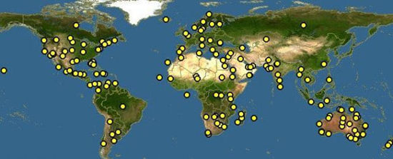 彩鹮在全球的分布區(qū)域