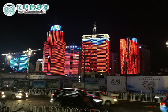 青年路邊4棟樓宇國慶試水燈光秀 青年路邊4棟樓宇國慶試水燈光秀