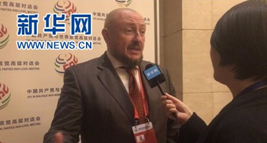 白俄羅斯共產(chǎn)黨國際部長克拉西爾尼科夫。新華網(wǎng)吳長虹/攝