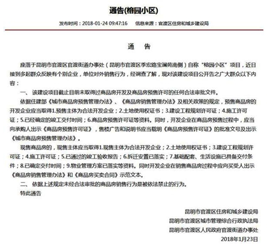 關(guān)于榕園小區(qū)違規(guī)銷售的通告