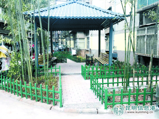 社區(qū)里新修的漂亮亭子。