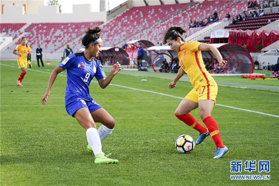 中國女足3:0完勝菲律賓隊 晉級亞洲杯半決賽并獲世界杯入場券