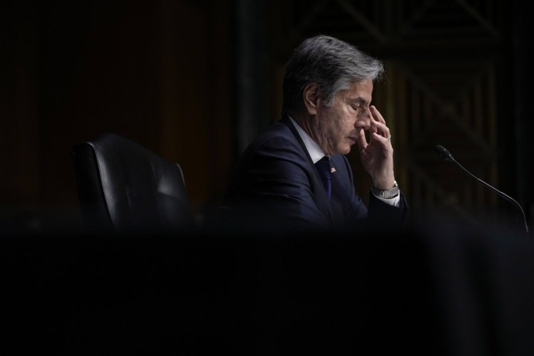 U.S. Secretary of State Antony Blinken testifies before the U.S. Senate Foreign Relations Committee on examining the U.S. withdrawal from Afghanistan, in Washington, D.C. Sept. 14, 2021. (Drew Angerer/Pool via Xinhua)