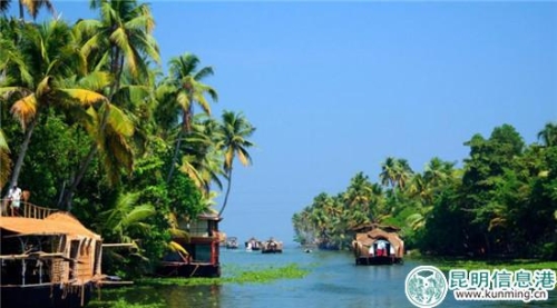 阿勒皮的水上船屋獨具特色   供圖