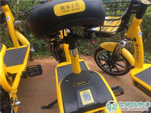 圖片1：共享電單車現(xiàn)身昆明富民縣街頭。