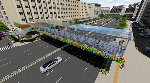 五華區(qū)龍泉路金太陽電腦城人行天橋景觀效果圖