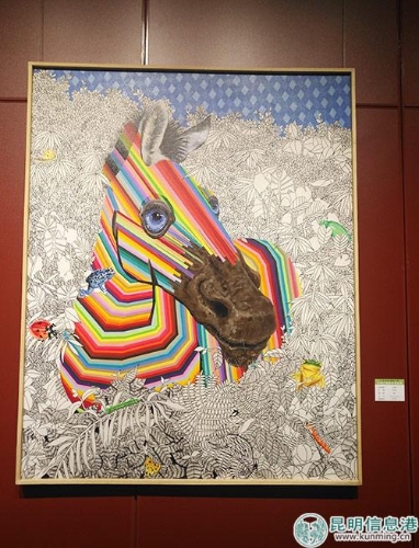 展出的作品：馬常清《動物》油畫