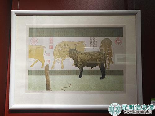 展出的作品：張鳴《傳統(tǒng)的誘惑》版畫