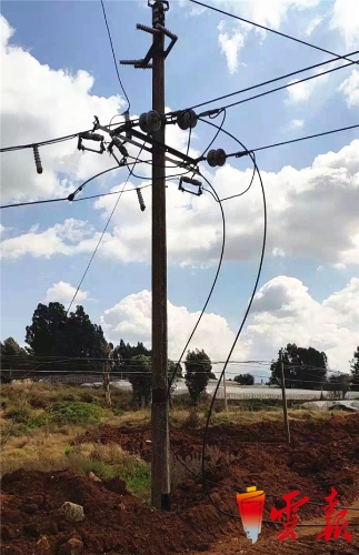 運土車掛斷高壓線 昆明呈貢供電局緊急搶修恢復(fù)供電