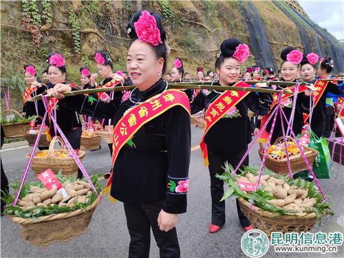 巡游中展現(xiàn)豐收的景象。