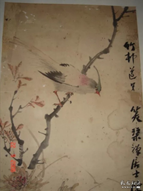 該畫的繪畫與題款局部之一