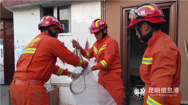 永平消防將蛇編織袋內