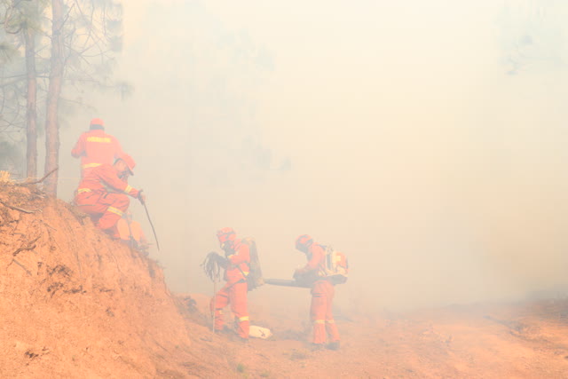 大理巍山山火頻發(fā)，森林消防一天一夜輾轉(zhuǎn)兩個火場撲救 (1)