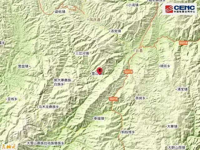 云南臨滄市鳳慶縣發(fā)生3.5級地震