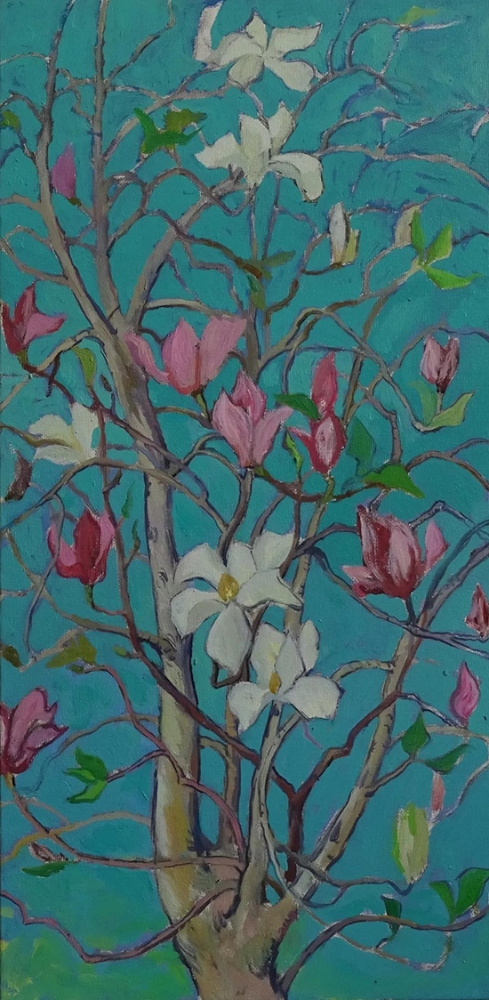 （林生鵬）《玉蘭花》布面油畫-40cm-x-80cm-2019年