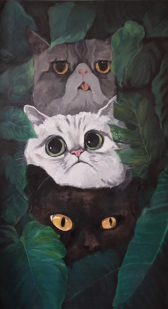 （張李娜）《躲貓貓》布面油畫-50cm-x-90cm-2019年