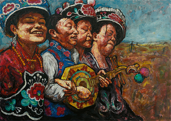 《四喜》布面油畫(huà)