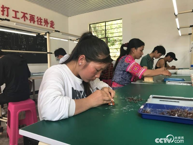 現(xiàn)在，越來越多的年輕人選擇不再外出而是守在家門口打工。（記者 何川 攝）