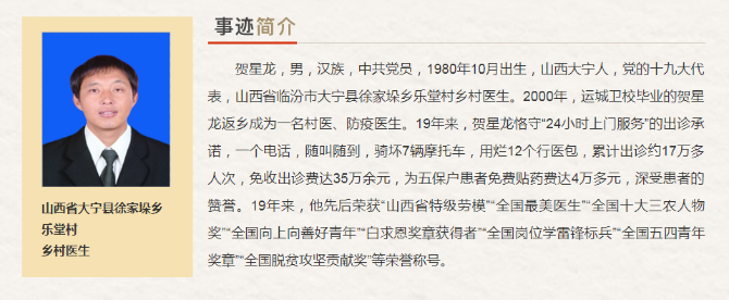 山西省“最美奮斗者”推薦人選