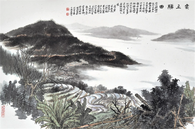 楊恩泉的作品《云上梯田》 楊恩泉的作品《云上梯田》