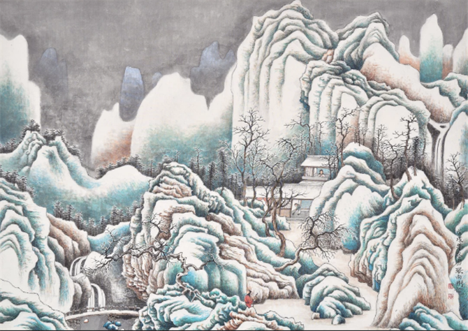 張向彤的作品《踏雪訪友》 張向彤的作品《踏雪訪友》