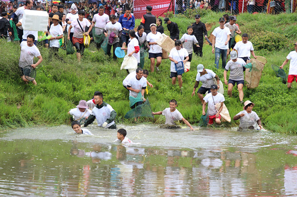 沖入魚塘。記者薛江濤攝