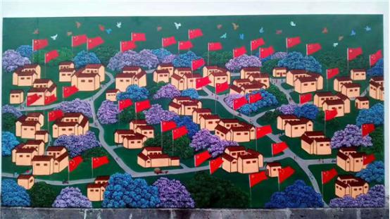 邊民麻永春感黨恩，為抒發(fā)民族自豪感畫下了《旗幟紅邊》。供圖