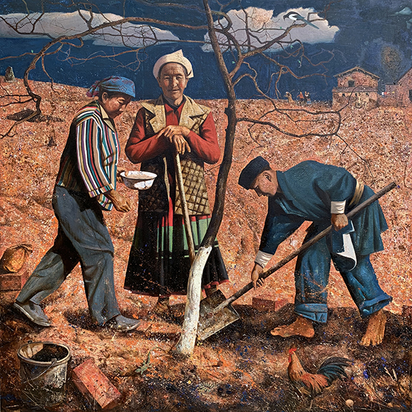 油畫  周章科 《奠基樹》180×180cm