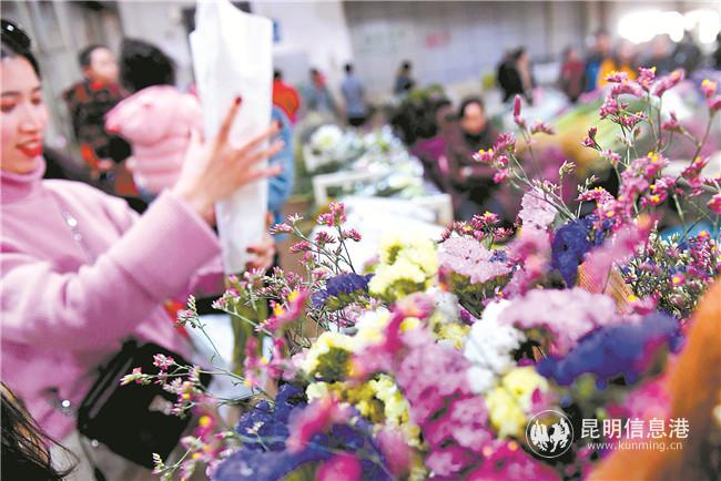 市民在斗南花市選購鮮花。 記者楊艷輝攝