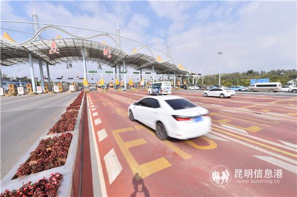 機場高速收費站人工車道車輛排長隊