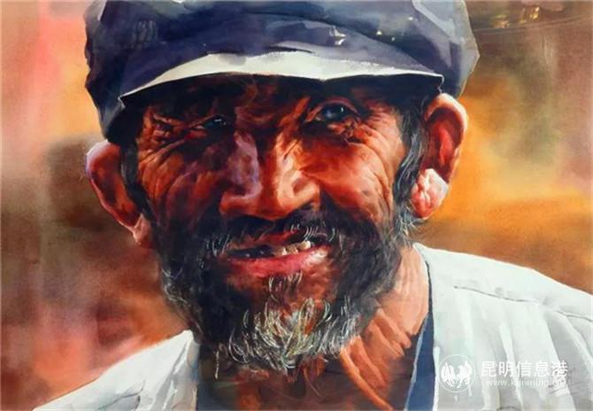 水彩《烏蒙山漢子》 作者胡曉幸