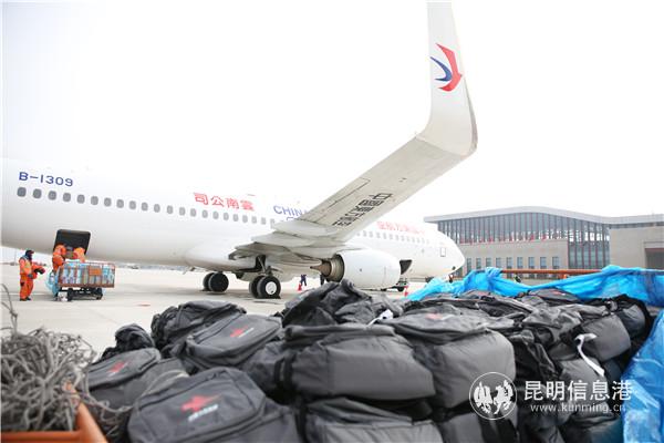 東航云南全力保障抗“疫”物資運輸 運送物資總重量超32噸。通訊員王浩帆攝