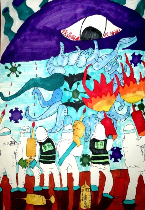 《病毒必?cái)　肥Y彥星 重慶高新區(qū)第一實(shí)驗(yàn)小學(xué)供圖 華龍網(wǎng)發(fā)