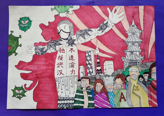 《不遺渝力馳援武漢》溫心  重慶高新區(qū)第一實(shí)驗(yàn)小學(xué)供圖 華龍網(wǎng)發(fā)