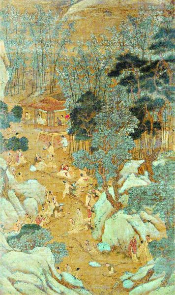 明仇英繪《曲水流觴圖》