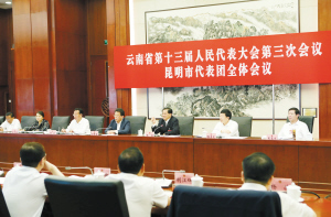 5月11日上午，省委書記、省人大常委會主任陳豪在昆明市代表團參加審議審查。 記者李海曦攝