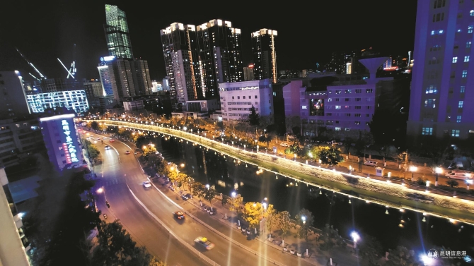 盤龍江夜景。 記者王俊星攝