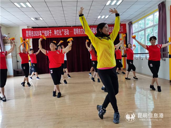 在昆明市文化館藝術(shù)培訓中心專業(yè)老師的教授指導下，西山區(qū)棕樹營社區(qū)南區(qū)居委會社區(qū)文藝骨干呈現(xiàn)了一個精彩的廣場舞節(jié)目。