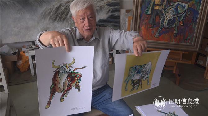 姚鐘華展示《辛丑年》郵票設計手稿