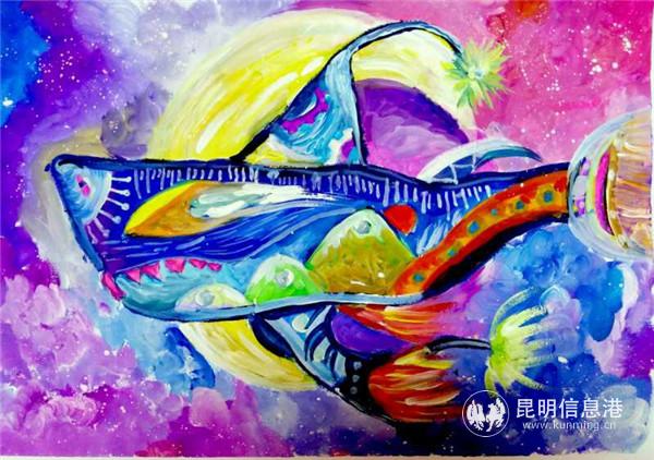 武小涵，10歲，《守護(hù)太空的飛魚》，love畫藝術(shù)工作室