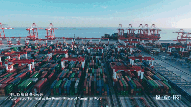 ▲中交集團承建洋山港四期全自動化碼頭