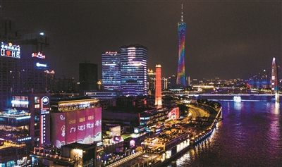 廣報中心與琶醍酒吧街夜景 （資料圖片） 廣州日報全媒體記者廖雪明攝
