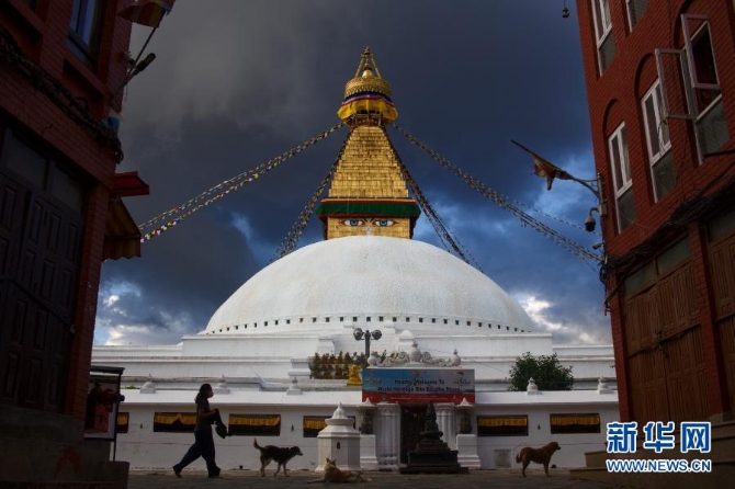 這是2020年8月28日拍攝的尼泊爾加德滿都博達哈大佛塔。