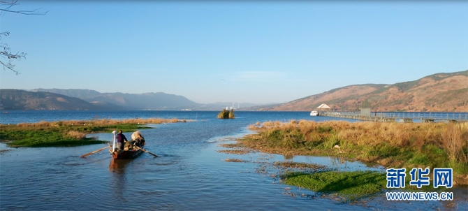 冬日的陽宗海依然靈動美麗。新華網(wǎng)發(fā)（供圖）