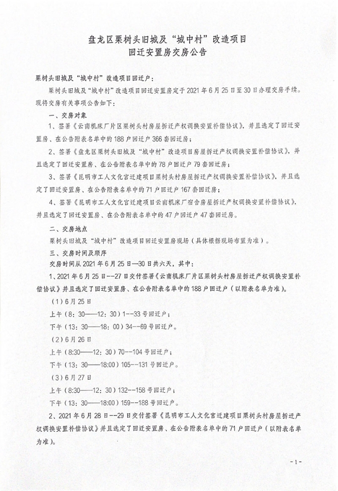 盤龍區(qū)栗樹頭舊城及“城中村”改造項目1