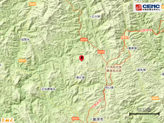 云南普洱市寧洱縣發(fā)生2.8級地震