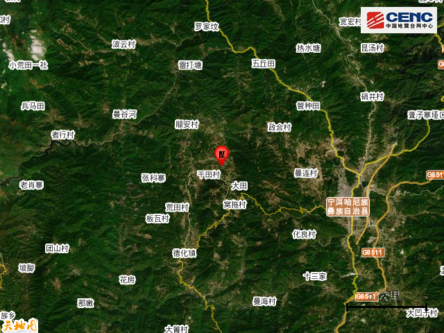 云南普洱市寧洱縣發(fā)生2.8級地震
