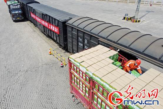 【組圖】“守滬者聯(lián)盟”丨山東煙臺(tái)：公路轉(zhuǎn)鐵路 100噸蘋果馳援上海