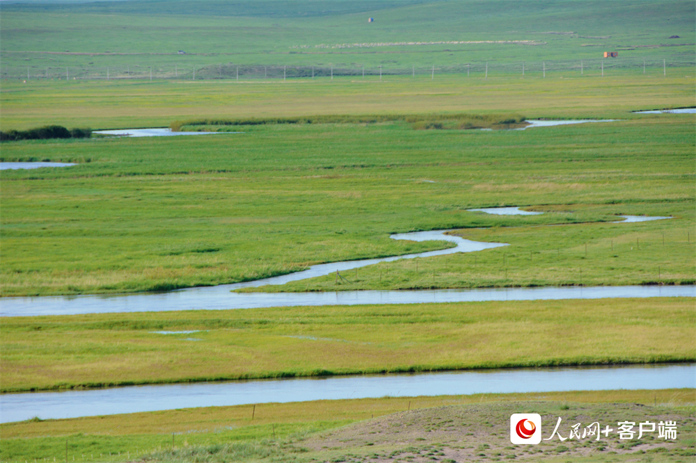 在內(nèi)蒙古呼倫貝爾新巴爾虎右旗，克魯倫河在草原上蜿蜒流淌。人民網(wǎng)孟麗媛攝