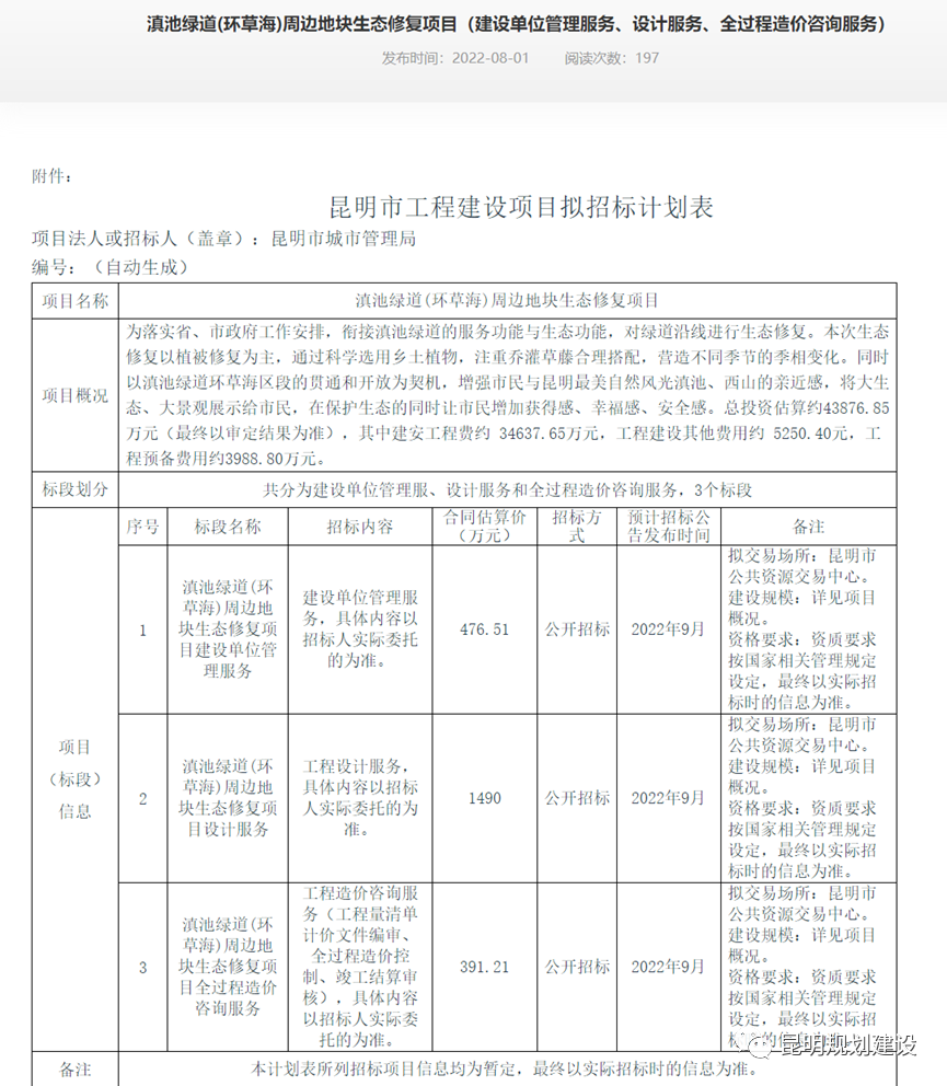 投資4.3億！昆明滇池綠道周邊地塊將進(jìn)行生態(tài)修復(fù)